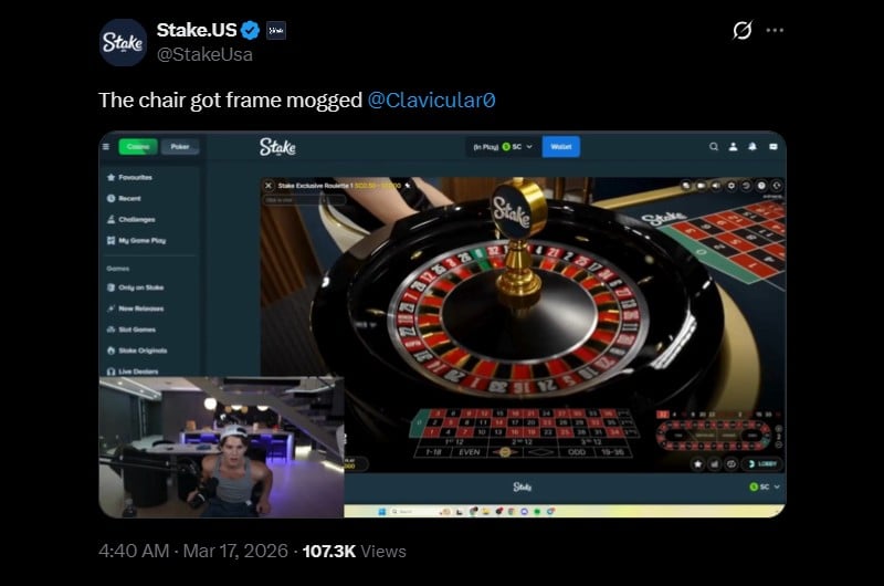 Twitter Clavicular 18K Roulette Win